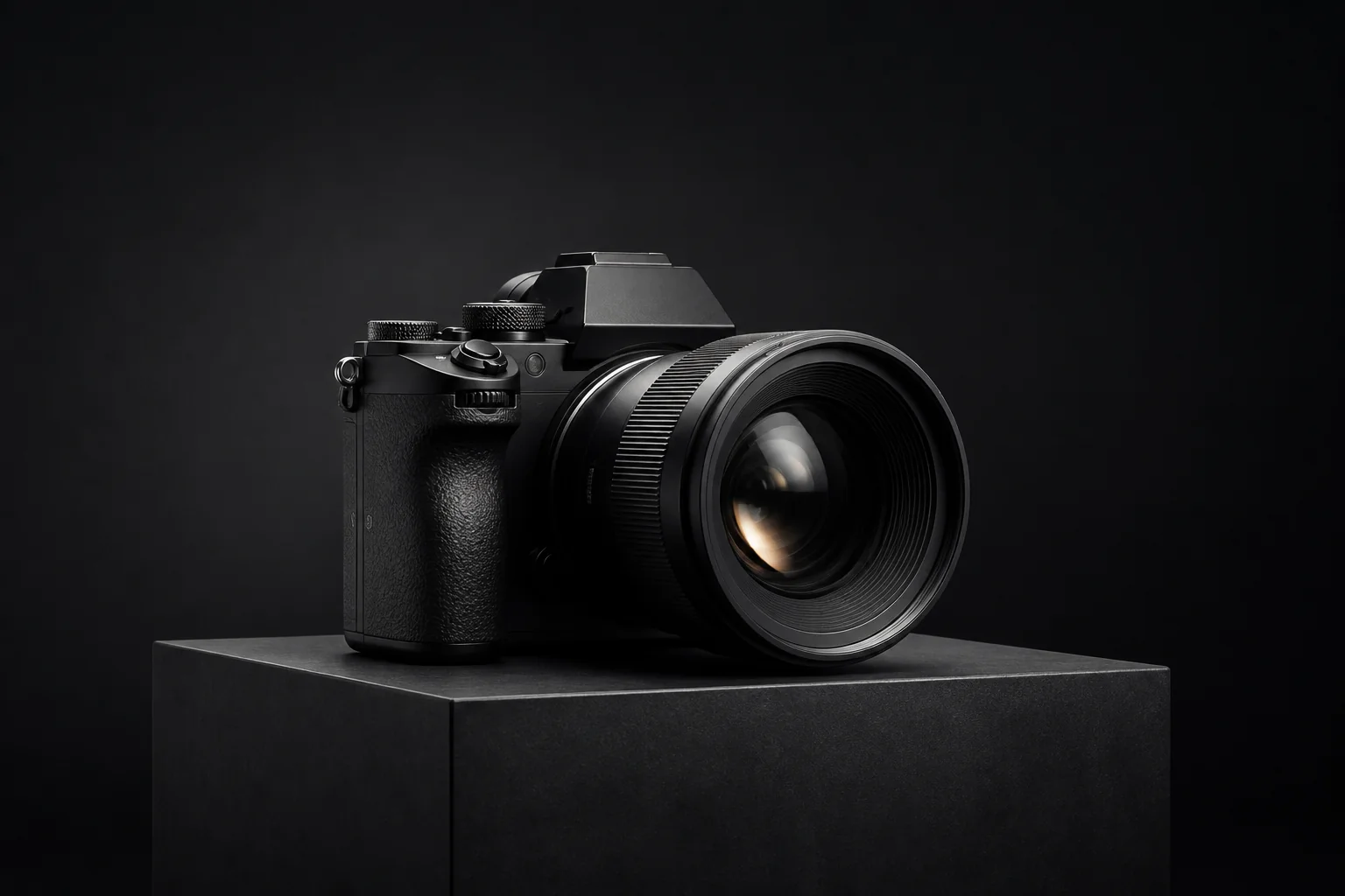 Concept product study of a professional mirrorless camera with a portrait lens