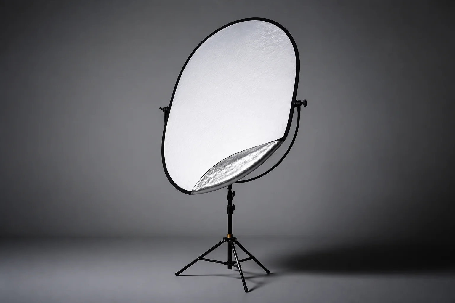 Concept equipment study of a portrait reflector on a studio stand