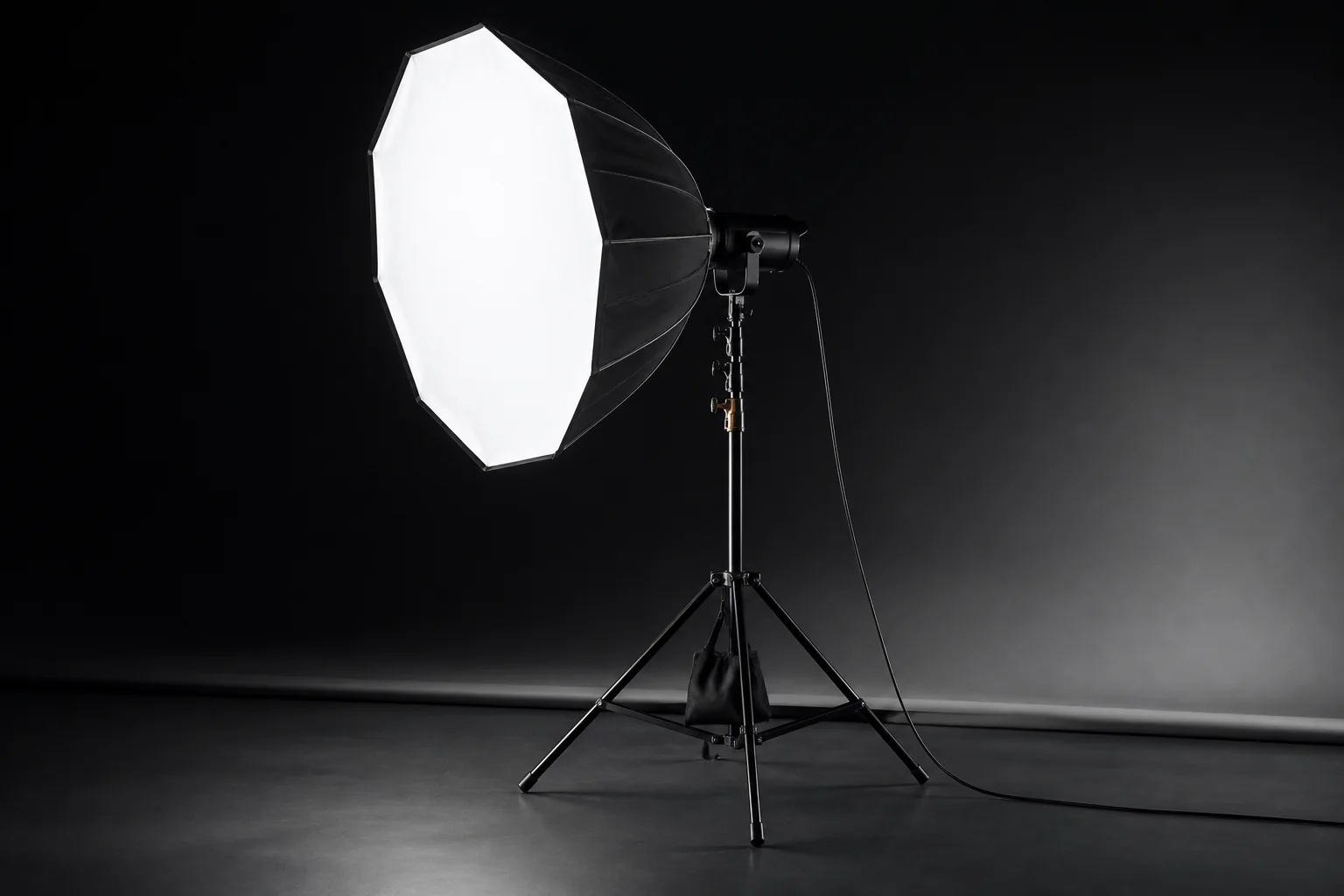 Concept product study of a large octagonal portrait softbox on a studio stand